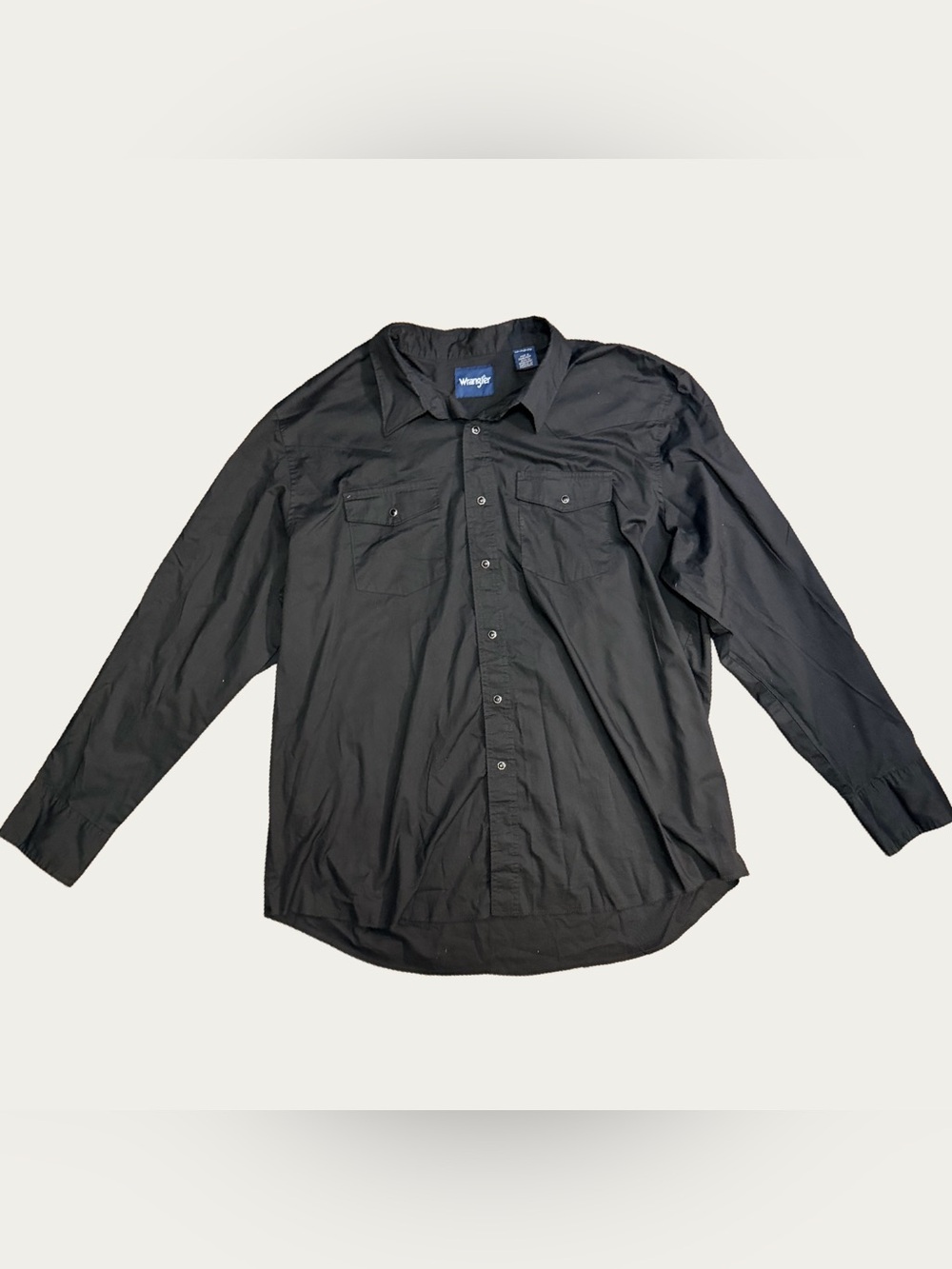 Wrangler XXL Black Pearl Snap Western Shirt All Black Cotton Blend Cowboy Casual